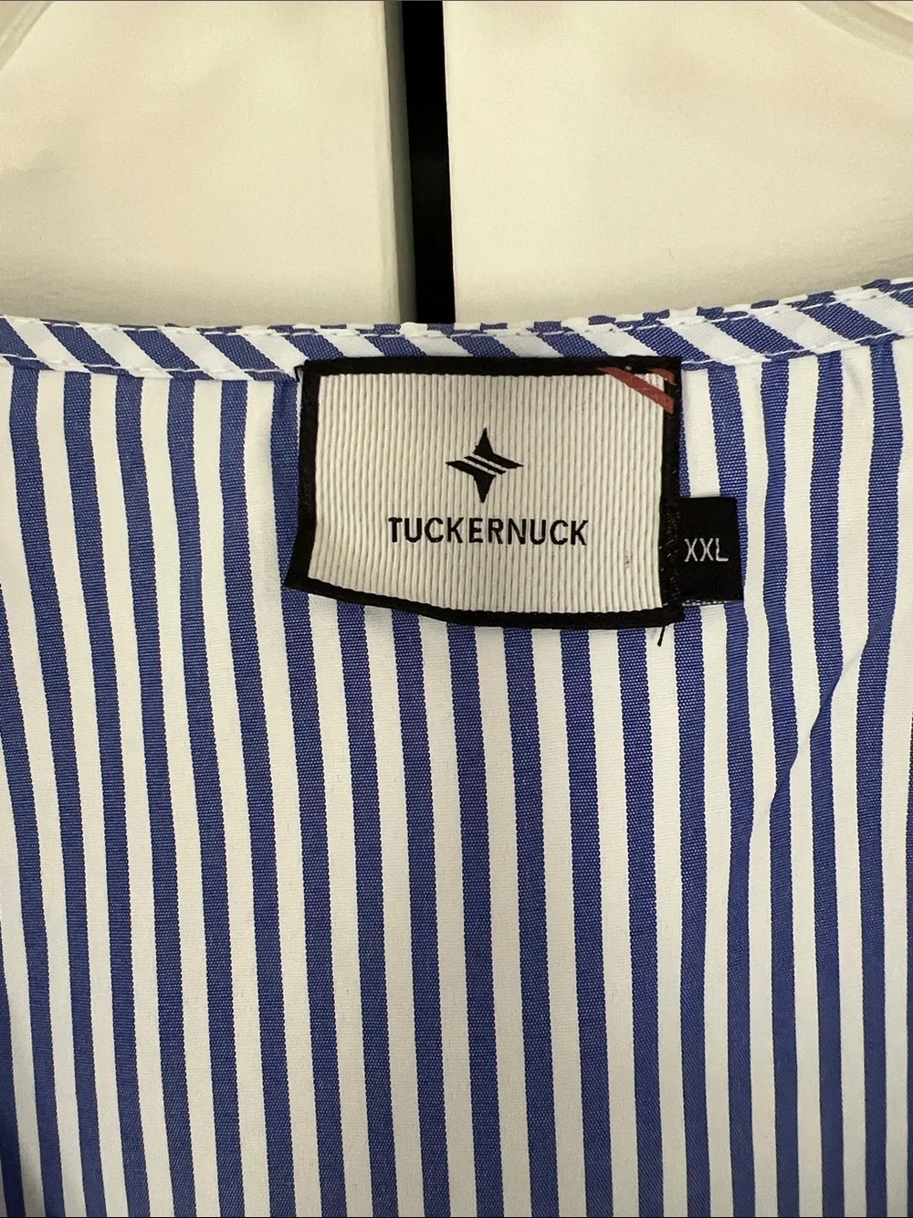 Tuckernuck Blue & White Striped V-Neck Puff Sleeve Blouse